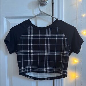 Streetwear Society Black and White Plaid Crop Top